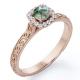 Vintage S925 Blue Green Moss Agate Ring 14K Rose Gold Plated White CZ Jewelry