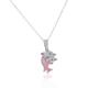 925 Sterling Silver 3D Enamel Two Dolphins Couple Charm Pendant Necklace