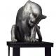 Hairless Bronze Egyptian Cat Statue / Casting Sphynx Cat Sculpture Handcraft Decoration