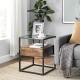 Glass Top Side Table with Drawer, Modern Industrial Side Table, Small End Table, ULET04BX