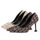 ZM027 857-1 Pointed Stiletto Pump High Heels Banquet Shoes Temperament Square Heel Small Fragrance Women'S Shoes Single