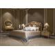 Italian Luxury Antique Carved Wood Fabric Bed Bedroom Furniture