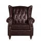 Home Furniture High Back Leather Armchair Movable Eitherdown Cushion Solidwood Frame