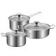 Good Quality 3 Pcs Cookware Pot Silver Cooking Pot Set Stainless Steel Pots And Pans Set Cookware Sets