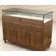 Wooden Rustic LED Display Counter Glass Solid Wood Display Shelf Counter for Retail