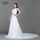 New fashionable beaded embroidery sleeveless lace princess a line sexy wedding dress with long train