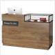 Retailer Shops Modern Wood MDF Checkout Reception Desk with Glass Box Checkout Counter