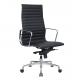 Chromed Aluminum Herman Miller Management Chair , Beautiful Ribbed Leather Office Chair