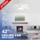Pull Chain Style 42 Inch AC Motor LED Ceiling Fan With 6 MDF Blades