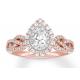 7ct 8ct 18K Rose Gold Ring , Engagement And Wedding Ring Set 7.0mm Pear Cut