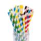 Water Resiatant Assorted Paper Straws Striped Color 0.25 Inches Outer Diameter