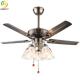 Industrial Style E27 LED Ceiling Fan Light With 5 Wood Blades