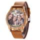 Classic Three Pin Leather Band 250mm Wooden Wrist Watch