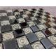 Iridescent Polished Black White Floor Tile , 1.36kgs Electroplating Recycled Glass Mosaic Tiles