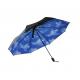 Double Canopy Collapsible Patio Umbrella Sky Blue Color High Density Fabric