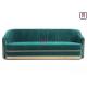 Green Velvet Restaurant Sofa Set Tufted Upholstered With Stainless Steel Accessories