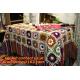 Handmade Crochet Yarn Baby Sheet Blankets Granny Square Afghan Coverlet Table Clothes