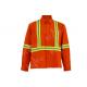 Men's 100%Cotton Twill Orange Work Shirt Long Sleeve Reflective Tape Chest Pockets