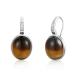 Oval Earrings Design Inseted Brown Tiger'S-Eye AAA+ 925 Sterling Silver Gemstone Earrings