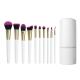 10Pcs Luxury Cosmetic Makeup Brush Set White Wooden Handle Custom Logo Foundation