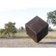 Cube Shape Large Corten Steel Sculpture Corrosion Stability Custom Design