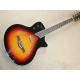 Wholsale Factory custom 21frets classic semi-hollow tobacco sunburst folk acoustic guitar with bird inlay