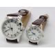 Quartz Couple Alloy Wrist Watch Classic White With PU Leather Band