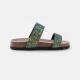 Green Shiny Slip Resistant Eva Slide Sandal With Double Strap