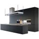 18mm E1 MDF Large Island Matte Black Kitchen Cabinets With Handleless Fronts