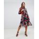 OEM your own hot sale girls high neck floral midi dress