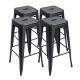 Iron High Foot Bar Chair Industrial Stackable Bar Stool Black Seater