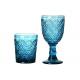 Solid Blue 10.5cm Coloured Whisky Glasses , 270ml Embossed Whiskey Glasses, Drinking Glass
