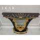 High Gloss Antique Style Black Entry Golden Wood Carved Console Table