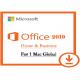 Microsoft Office 2019 Home And Business Global Key License Only For Mac 1 User