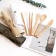 Travel Organic Bamboo Spoon Fork Chopsticks Flatware Utensil Cutlery Set In Pouch