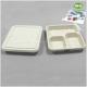 Biodegradable Sugarcane Pulp 3-Coms Square Disposable Lunch Tray With Lid-100% Compostable Disposable Catering Trays