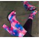 Colorful Tie Dye Open Toe Ladies High Heeled Boots With Side Zipper