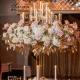 ZT-563 Luxury Wedding Centerpiece 13 arms candle holders with flower arrangements hurricanes gold candle stands