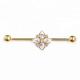 Gold plated piercing clear gems industrial barbell surgical steel