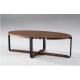 Metal Frame Oval Italian Simple Design Wooden Coffee Table