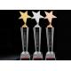 Handmade Crystal Trophies And Awards With Gold / Silver / Bronze Metal Star