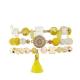 Yellow Tassel Boho Woven Elastic Stackable Bracelet Pack For Teens