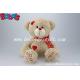 Wheat Color Hug Soft Plush Bear Toy With Red Patch In Ribbon body and feet