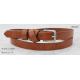 Crossed Loops On Tan Belt Womens PU Belt Antic Silver Pin Buckle 1.90cm Width
