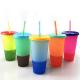 Reusable Color Changing Cold Cups Summer Magic Plastic Coffee tumbler With Straws Set of 5
