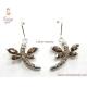 Manufacture & offer Black Rhodium Plated Brass jewelry dragonfly earrings with coffee CZ