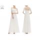Square Collar Wedding Bridesmaid Dresses , White Chiffon Floor Length Ball Gowns