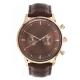 Brown Stainless Steel Chronograph Watch Mens Leather Strap Watches Mineral Crystal