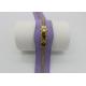 Two Way Brass Close End Purse Zippers 35cm Light Purple Tape For Luxury Handbag