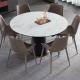 Seamless White Round Glass Dining Table Contemporary Stainless Steel Base
